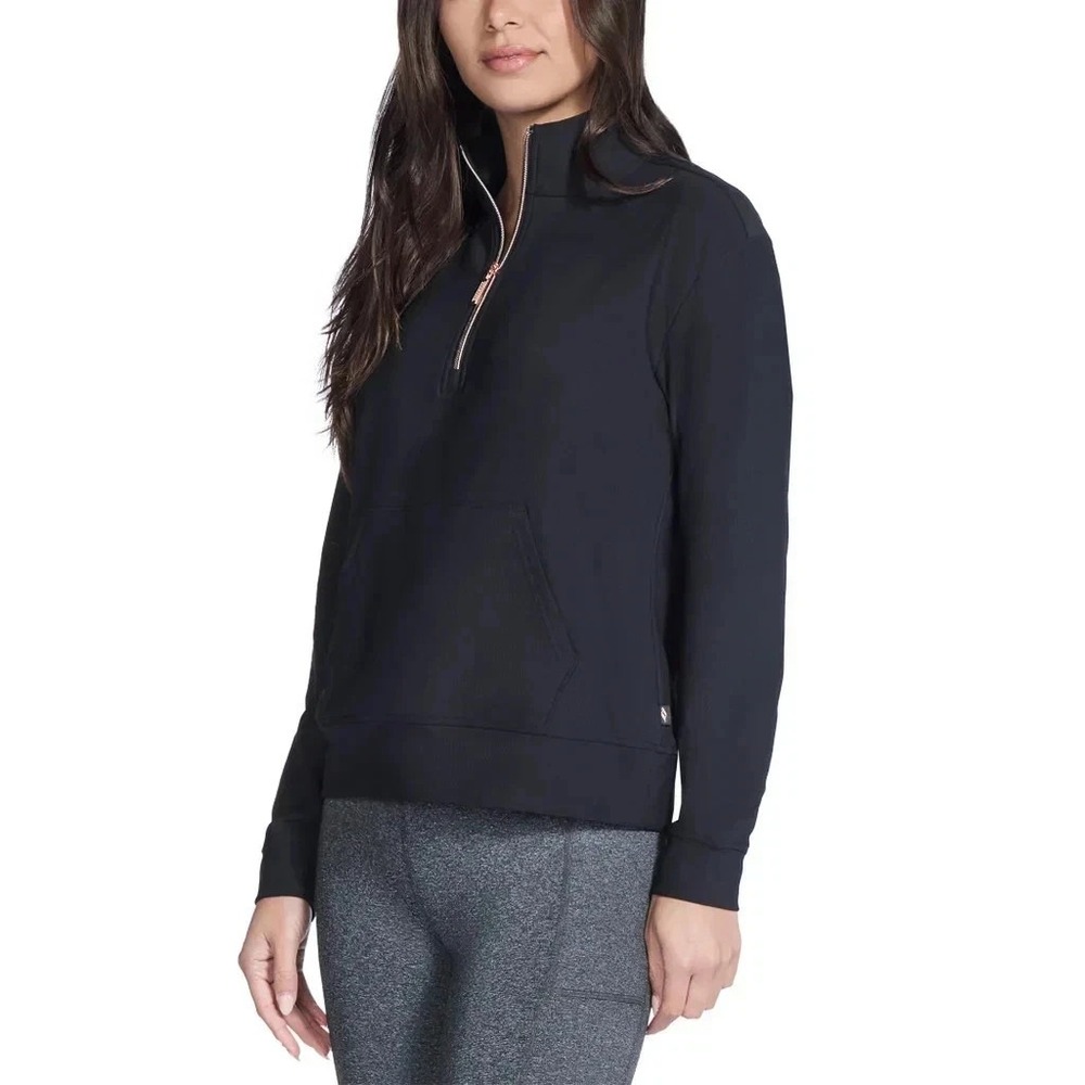 Skechers Go Walk Skechers Women's Ribbed Quarter Zip Pullover, Black, Large, New